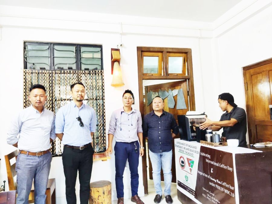D Robin, ADC Kiphire with others during the International Coffee Day cum launch of coffee bar held at Kiphire on October 1. (Morung Photo)